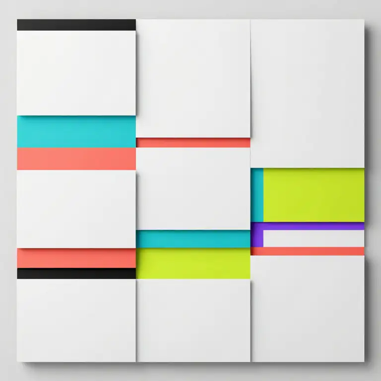 Editorial grid with colorful modular panels